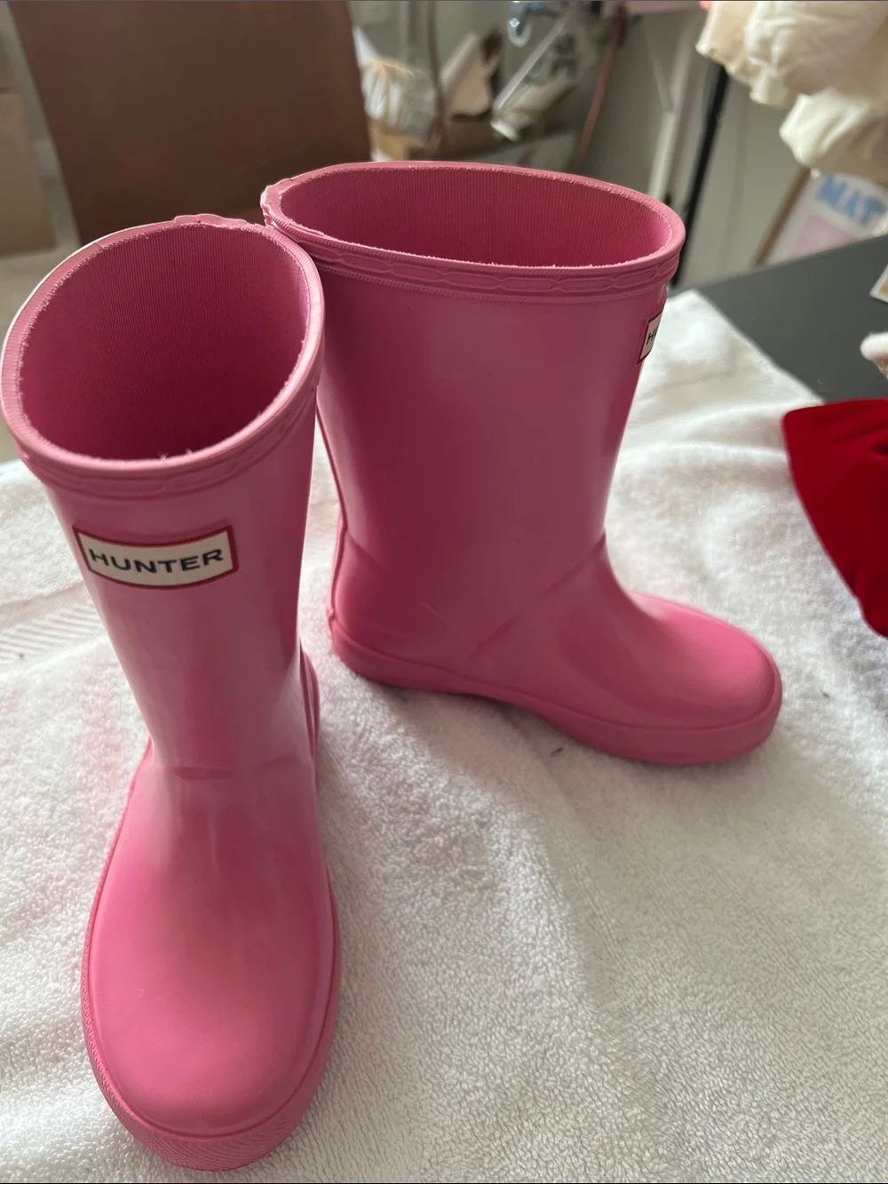 Hunter Kids Bright Pink Waterproof Rain Boots
